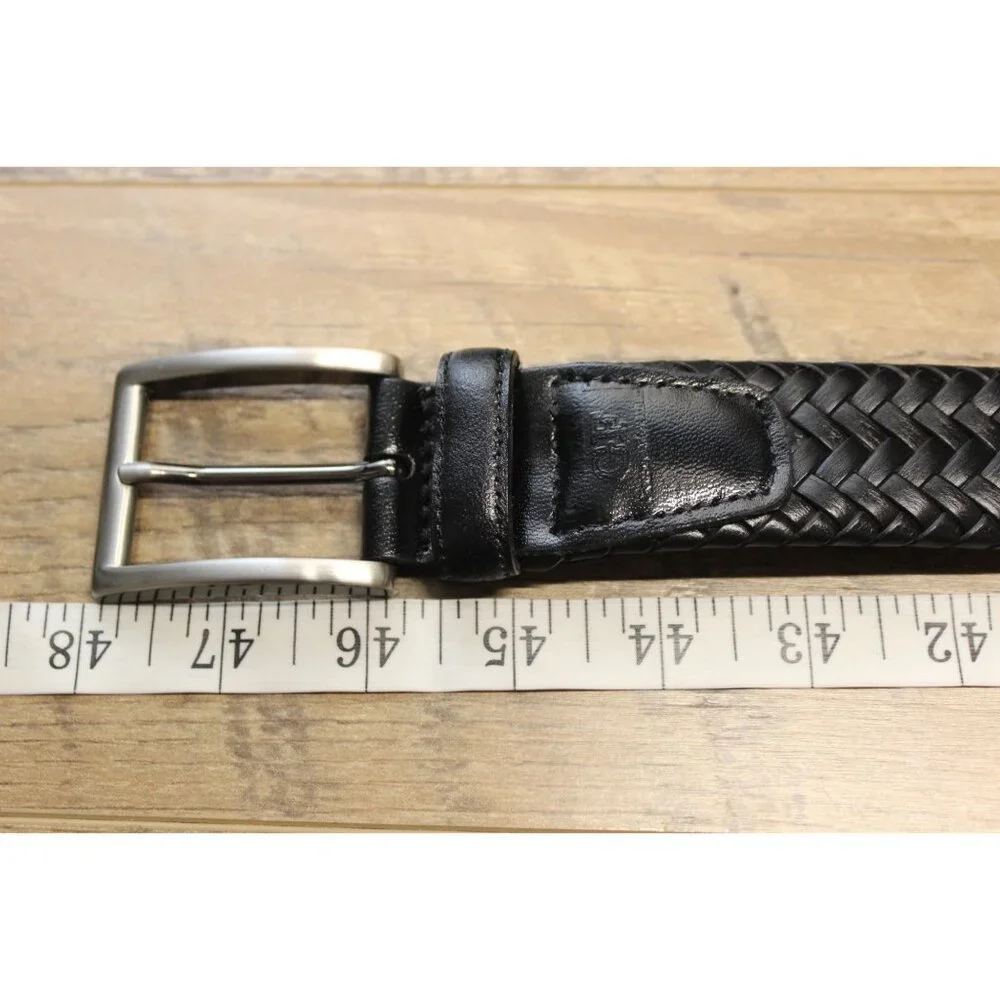 GF men's braided black leather casual dress belt 50‎ / 52